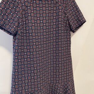 Banana Republic Navy and Red Patterned Dress